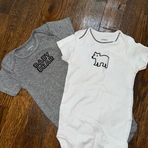 Baby Bear Onsie Set. Black and white. 6 Months.